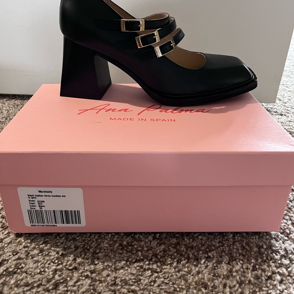 Black Leather 3 Buckle Mary Jane